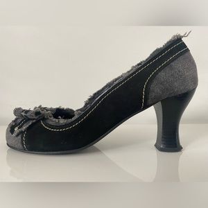 Vintage Ginita Distressed Denim/Suede Shoes